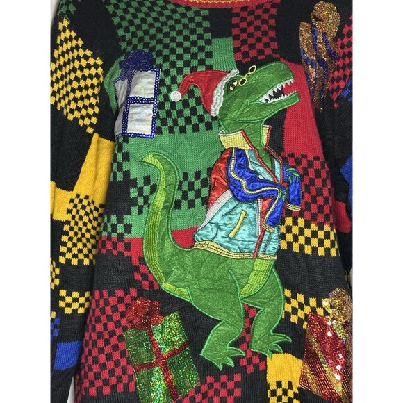 Holiday Time Ugly Christmas Sweater Dinosaur T-Rex Size XL - Picture 2 of 10